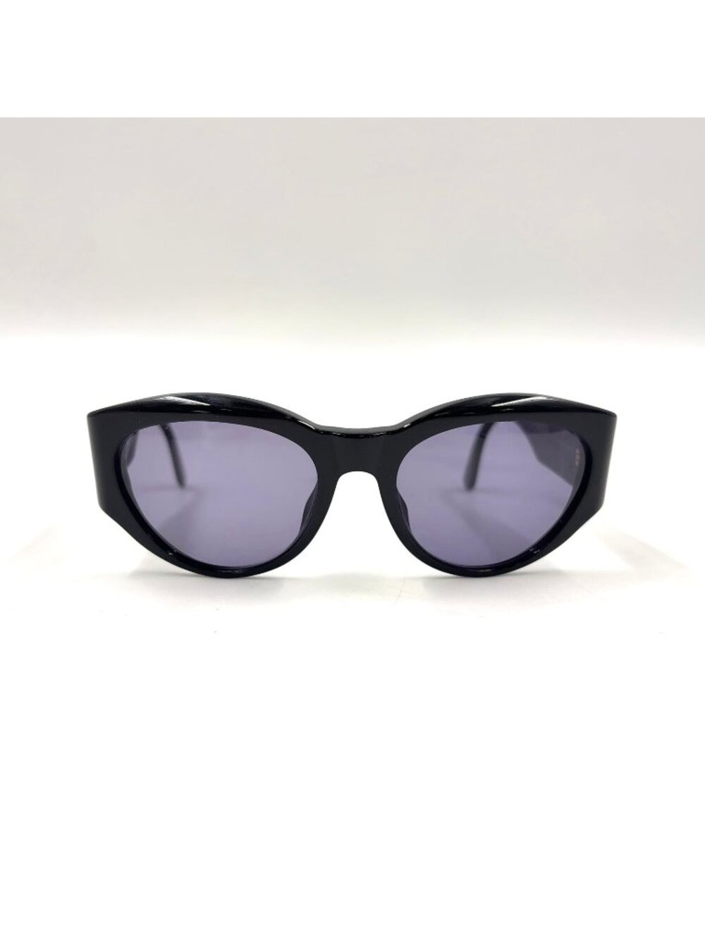 Chanel CC Logo Oval Acetate Gray Black Sunglasses Gold Eyewear